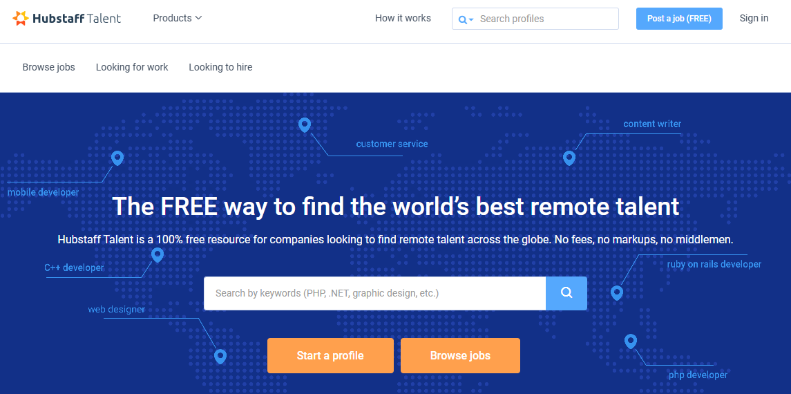Hubstaff talent is job boards for remote work with no cost