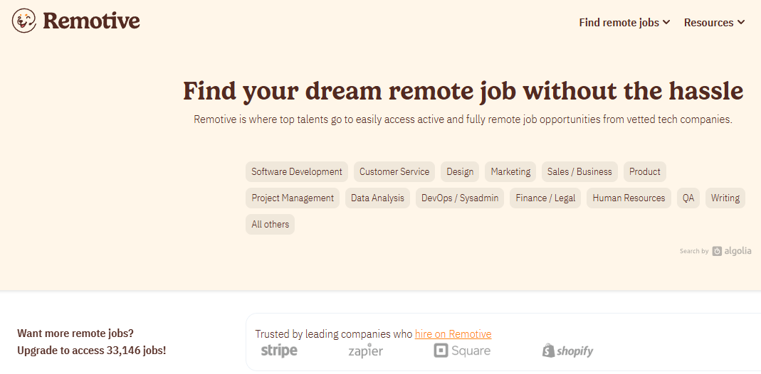 Remotive is another popular job boards for remote work