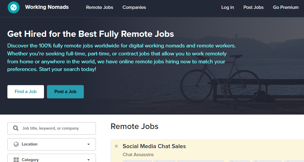 Working Nomads is one of the great job boards for remote work in marketing field