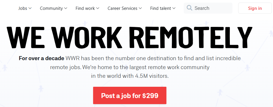 We Work Remotely is best job boards for remote work to find various creative job openings